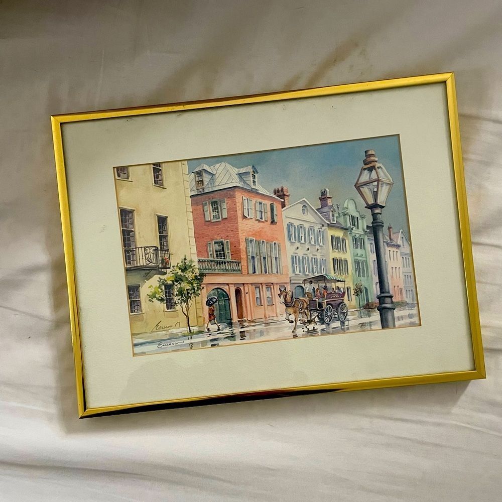 EDEmerson Historic Rainbow Row East Bay Street Signed Original Watercolor print